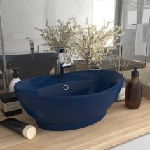 Bonnevie - Lavabo ovale à trop-plein - Vasque à poser Lavabo à poser Bleu foncé mat 58,5x39 cm Céramique BV658024