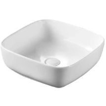 Vasque à poser 40x40 cm blanc – Céramique – Installation autonome – Hauteur 14 cm – Lave mains à poser / suspendre – LINPHA