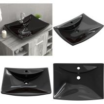 Vidaxl - Lavabo rectangulaire en céramique noir de luxe avec trop-plein et trou - - Home & Living - Noir