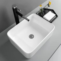 Keepbuying - Lavabo Rectangulaire Moderne en Céramique, Évier de Salle de Bain, Bac à Laver Blanc, 400x300x135mm