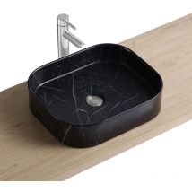 Lavabo rectangular sobre encimera de cerámica imitación mármol negro 45 x 38 cm NAYA