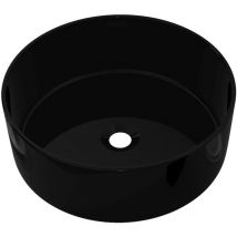 Hommoo - Lavabo redondo 40x15 cm lavabo baño inodoro cerámica negro 020002541