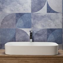 Kerm - Lavabo Rettangolare da Appoggio 75x38 Cm Design Moderno Bianco