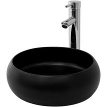Luxebath - ML-Design Lavabo en Céramique Noir Mat, ø 35 x 12 cm, Vasque à Poser Ronde, Lave-Mains Moderne, Cuvette avec Trou d'Évacuation, sans
