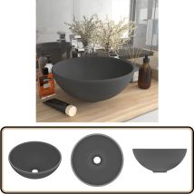 Lavabo rond de luxe de salle Gris foncé mat 32,5x14cm Céramique - Lavabo Rond - Lavabo Céramique - Lavabo Salle De Bain - Lavabo Design - Lavabo Sobre