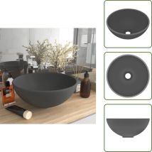Lavabo rond de luxe de salle Gris foncé mat 32,5x14cm Céramique - Lavabo Rond - Lavabo Céramique - Lavabo Salle De Bain - Lavabo Design - Lavabo Sobre