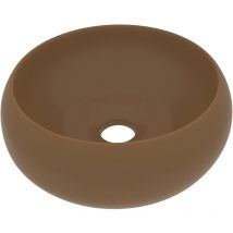 Lavabo rond de luxe vasque à poser de toilette lave-mains de salle de bain cuisine vestiaire maison intérieur 40x15 cm céramique crème mat