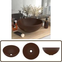 Lavabo rond salle de bain Marron foncé mat 32,5x14 cm Céramique - Lavabo Rond - Lavabo Céramique - Lavabo Salle De Bain - Lavabo Design - Lavabo Sobre