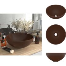 Lavabo rond salle de bain Marron foncé mat 32,5x14 cm Céramique - Lavabo Rond - Lavabo Céramique - Lavabo Salle De Bain - Lavabo Design - Lavabo Sobre