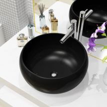 Bonnevie - Lavabo rond - Vasque à poser Lavabo à poser Céramique Noir 40 x 15 cm BV225632