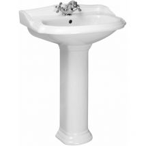 Kerra - Lavabo rétro sur colonne abery 58 cm en céramique
