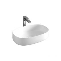 Lavabo sobre encimera cerámico de 55x35 en cerámica blanca brillo - Art Ceram Cognac