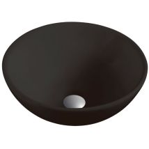Baño Total - Lavabo Sobre Encimera Cerámico Negro Mate Lavamanos Baño para Encimera Ovalado 40cm de Diámetro