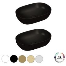 Vitra - Outline lavabo doble sobre encimera, trapecio - negro mate Gama alta