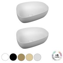 Vitra - Outline lavabo doble sobre encimera, asimétrico - blanco brillante Gama alta