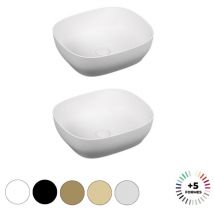 Vitra - Outline lavabo doble sobre encimera, rectangular - blanco brillante Gama alta