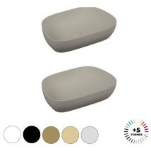 Vitra - Outline lavabo doble sobre encimera, trapecio - gris topo mate Gama alta