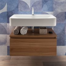 Lavabo Sospeso 80 cm con Mobile Bagno Teak 1 cassettone