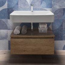 Lavabo Sospeso con Mobile Bagno 100 cm Rovere Naturale 1 cassettone