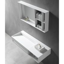 Bernstein - Lavabo sospeso con portaoggetti e porta asciugamani TWG62 - Solid Surface - bianco opaco 120 cm