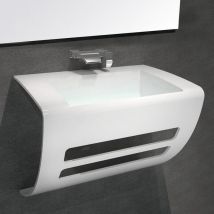 Rue Du Bain - Lavabo Suspendu Design - Solid Surface Blanc Mat - 60x38 cm- Elegance