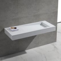 Rue Du Bain - Lavabo suspendu - Solid surface Blanc Mat - 120x50 cm - Feel