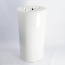 Rue Du Bain - Lavabo Totem Cylindre - Céramique Blanc - 46x82 cm - Sigma