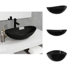 Lavabo Verre trempé 54,5x35x15,5 cm Noir - Lavabo En Verre Trempé - Lavabo Noir - Lavabo Salle De Bain - Lavabo Design - Lavabo Moderne