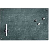 Lavagnetta memo in vetro antracite 60x40 cm – Vetro di sicurezza, Acciaio inossidabile – Zeller