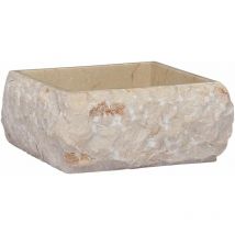 Bonnevie - Lavandino Bagno, Lavabo d'Appoggio, Lavabo Bagno con Design Moderno Crema 30x30x13 cm in Marmo HWQ45495