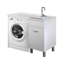 Ambrosini - Lavatoio e Coprilavatrice 106x60x90 cm Doris Bianco Opaco Lato Destro