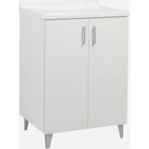 Lavatoio per Interno 60x50 cm 2 Ante Woody Top Bianco