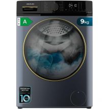 Lave-linge de chargement frontal ice blue de capacité 9 kg de, 1400 tr/min, classe a, vapeur max, moteur inverter plus, 15 programmes, onsmart,