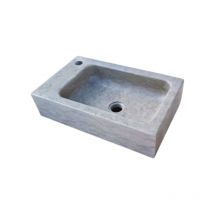Lave main en pierre Saint-Roman - 90 x 35 x 10 - Percement robinetterie côté gauche - Charmot Doré Adouci Comptoir Des Pierres