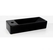 Lave main Rectangulaire Gauche Céramique Noire - 38x15 cm - Minimalist