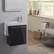Planetebain - Lave mains anthracite brillant pour wc avec robinet eau froide à droite