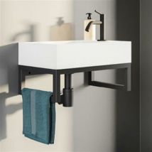 Aquarine - Lave-mains blanc mat avec support noir - camdem pack - Lave-mains blanc avec support