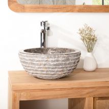 Wanda Collection - Lave mains en marbre Vésuve pierre gris 35cm