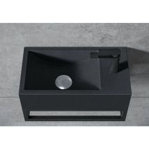 Vasque murale suspendue design en fonte minérale lave-main pour salle de bain - 44x22x10cm - BA18 - Plusieurs options au choix Avec bonde Pop Up,