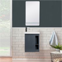 Mob-in - Meuble lave-mains hampton Gris avec vasque blanche + miroir