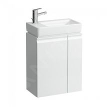 Laufen - Pro s - Meuble avec lavabo, siphon et étagère latérale à gauche, 480x280x690 mm, blanc brillant H8629654751041