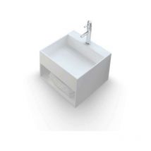 Karae - Lave-mains carré suspendu - Design Elégant et Raffiné - Solide et Robuste - Entretien Facile - Blanc - 33 x 33 x 25 cm