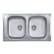 Lavello a due vasche 86x50 cm superficie satinata - SA322