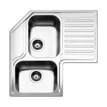 Apell - ROAN2B90ILBC Serie Roma Lavello da Incasso ad Angolo 83x83cm 2 Vasche a Destra Gocciolatoio Sinistro Acciaio Inox