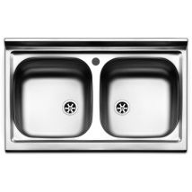 Lavello da appoggio in acciaio inox 2 vasche dimensioni 80x50 cm pi802pc Apell
