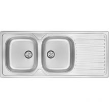 Lavello cucina doppia vasca con gocciolatoio 1165 x 500 mm in acciaio inox Deante Techno ZEU0210 Acciaio Spazzolato