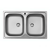 Argonauta - Lavello incasso cucina acciaio 79x50 cm due vasche Classic 170