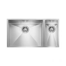 Lavello filo quadra 3' 2 vasche sinistre acciaio inox filotop 79X45 prof. 19