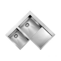 CM - Lavello filoquadra mix ad angolo 2 vasche sinistre+ gocciolatoio acciaio inox