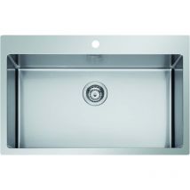 Icros - Lavello 75X51, 1 vasca con foro per miscelatore, acciaio inox aisi 304-18/10 Made in Italy